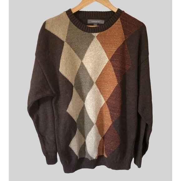 croft & barrow Other - Vintage Croft & Barrow Argyle Sweater Mens Large USA Grandpa Academia Preppy y2k